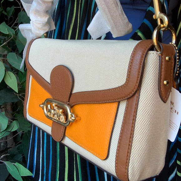 Authentic COACH 1941 Leather/Canvas magnetic flap shoulder/satchel/Crossbody - Picture 4 of 16